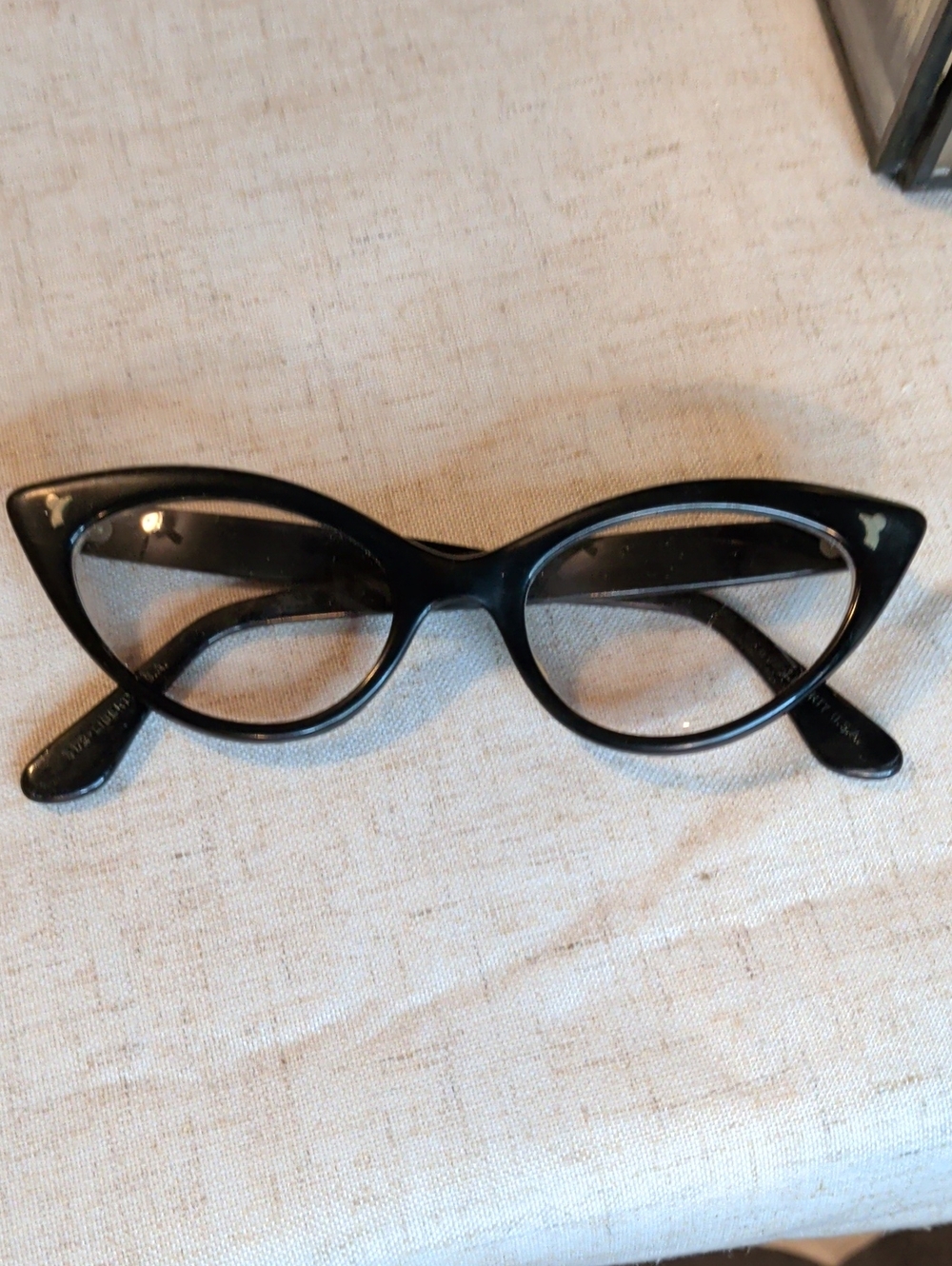 Vintage 50s Liberty Cat-Eye Glasses Black Sleek Rockabilly USA Rx Ready